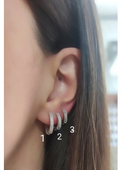 1 Numara Baget Taşlı Gümüş Halka Küpe Çifti