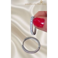 3 Numara Baget Taşlı Gümüş Halka Küpe Çifti