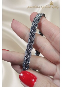 Bali Elişi Kalın Taşsız Gümüş Bileklik