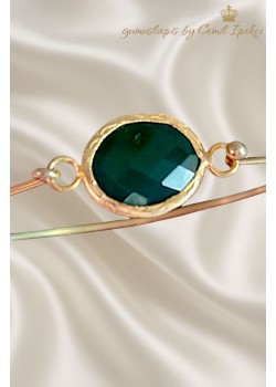 Yeşil Akik Taşlı Gümüş Bilezik