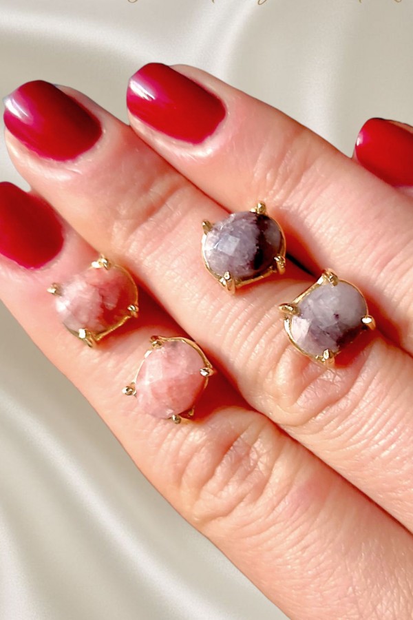 Yakut ve Safir Taşlı Gümüş Küpe Çifti Serisi 