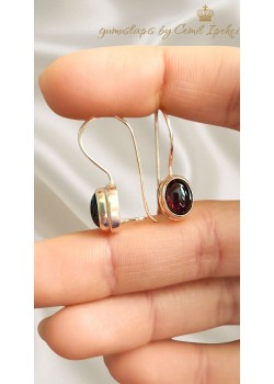 Lal Taşlı Gümüş Küpe Çifti 