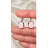 Oval Motif Pembe Kuvars Gümüş Küpe Çifti