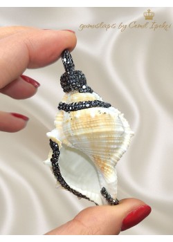 Deniz Kabuğu Gümüş Başlı Kolye Ucu