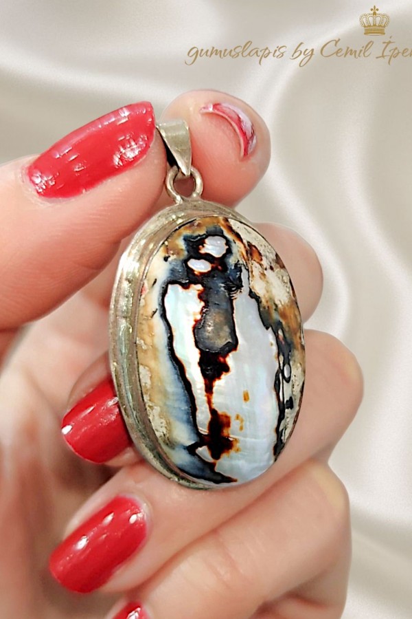 Kaplumbağa Kabuğu Gümüş Kolye Ucu 