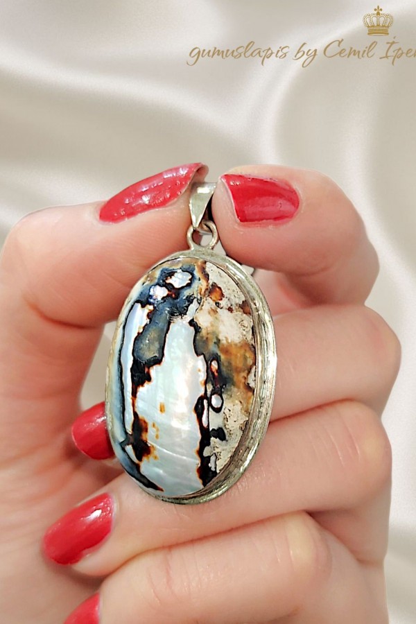 Kaplumbağa Kabuğu Gümüş Kolye Ucu 