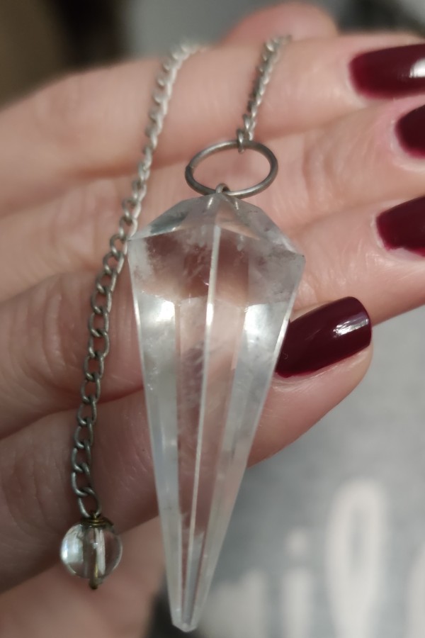 Kristal Kuvars Taşlı Gümüş Başlı Pandül