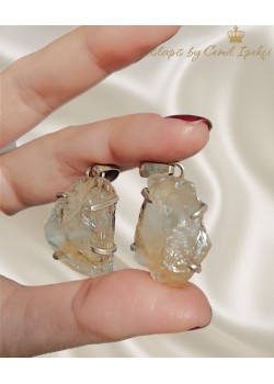 İşlenmemiş Sitrin Taşlı Gümüş Kolye Ucu (adet)