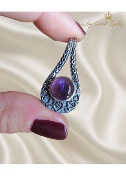 Ametist Taşlı Gümüş Kolye Ucu 