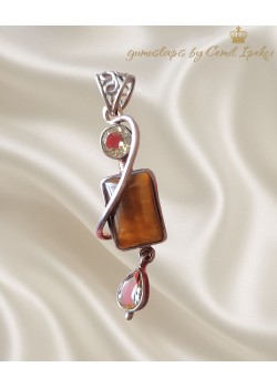 Kaplangözü ve Sitrin Taşlı Gümüş Kolye Ucu