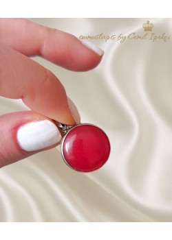 Akik Taşlı Yuvarlak Motif Gümüş Kolye Ucu