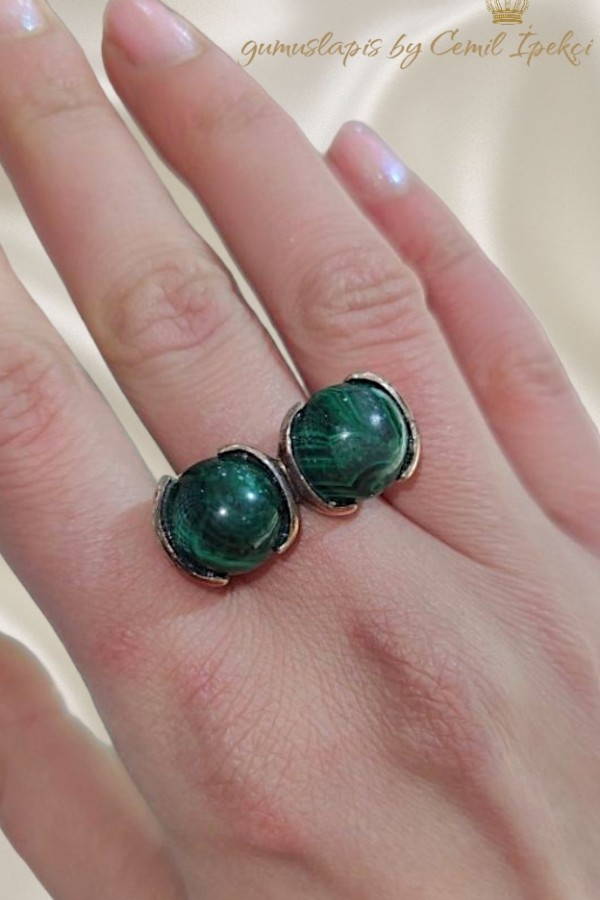 Malahit Taşlı Gümüş Yüzük