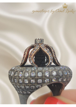 Zirkon Taşlı İçi Galata Kulesi Motif Gümüş Yüzük