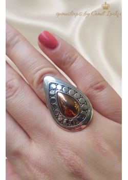 Taşsız Damla Motif Gümüş Yüzük