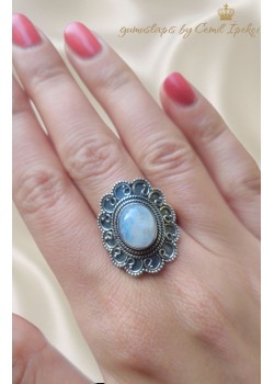 Aytaşı Taşlı Çiçek Motif Gümüş Yüzük