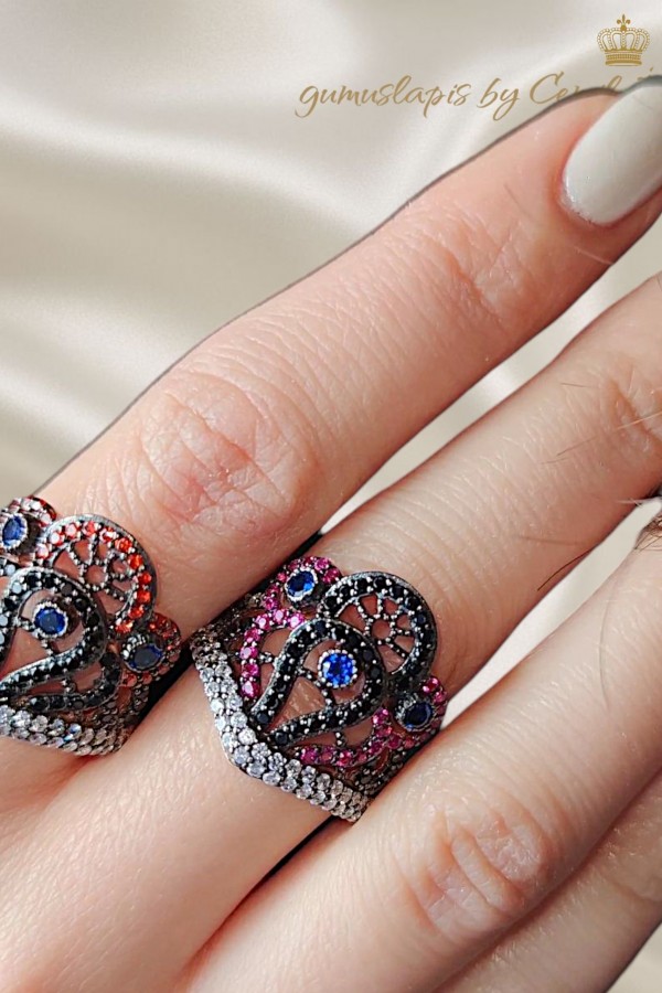 Taç Motif Gümüş Yüzük Serisi 