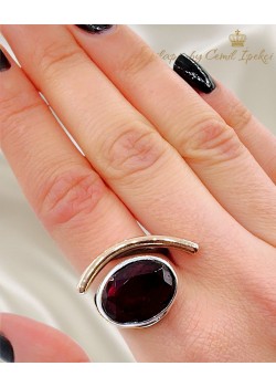 Lal Taşlı Gümüş Yüzük 