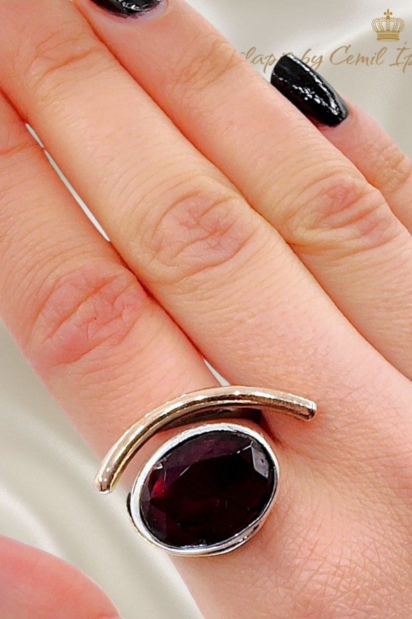 Lal Taşlı Gümüş Yüzük 