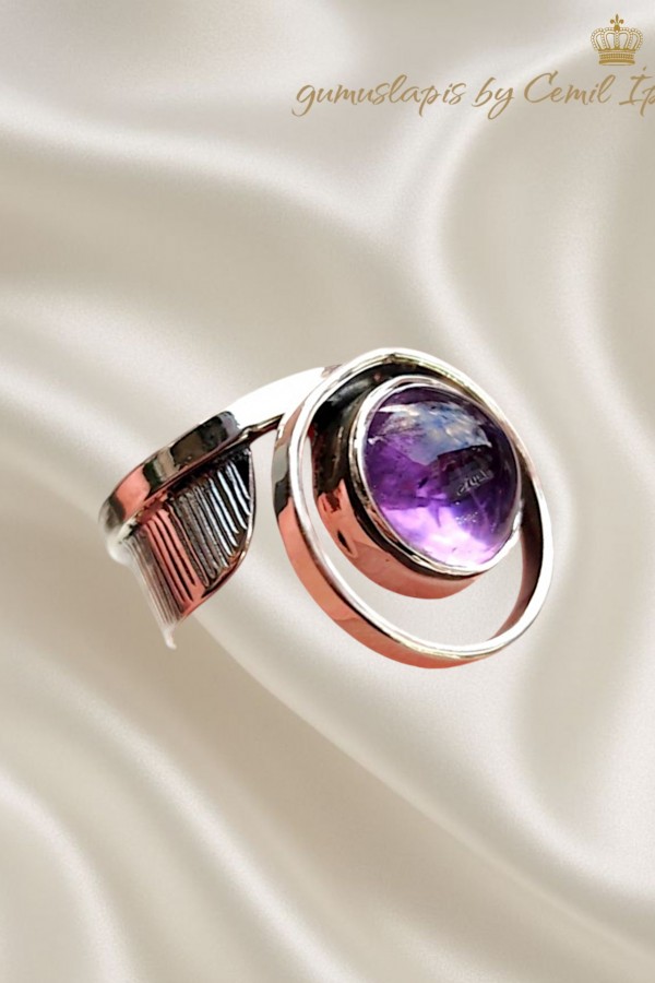 Ametist taşlı gümüş yüzük 