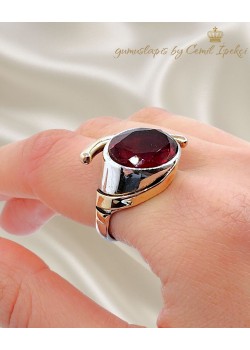 Lal Taşlı Gümüş Yüzük 