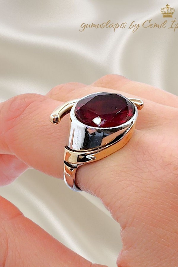 Lal Taşlı Gümüş Yüzük 