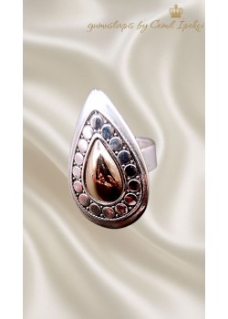 Taşsız Damla Motif Gümüş Yüzük