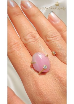 Pembe Safir Taşlı Gümüş Yüzük