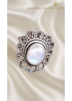 Aytaşı Taşlı Çiçek Motif Gümüş Yüzük