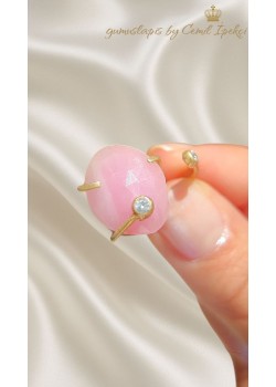 Pembe Safir Taşlı Gümüş Yüzük