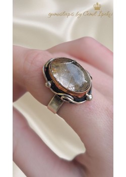 Rutil Kuvars Taşlı Gümüş Yüzük 