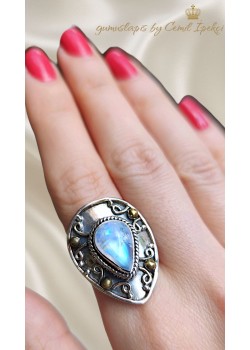 Aytaşı Taşlı Damla Motif Gümüş Yüzük 