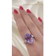 Ametist Taşlı Yüksek Model Gümüş Yüzük