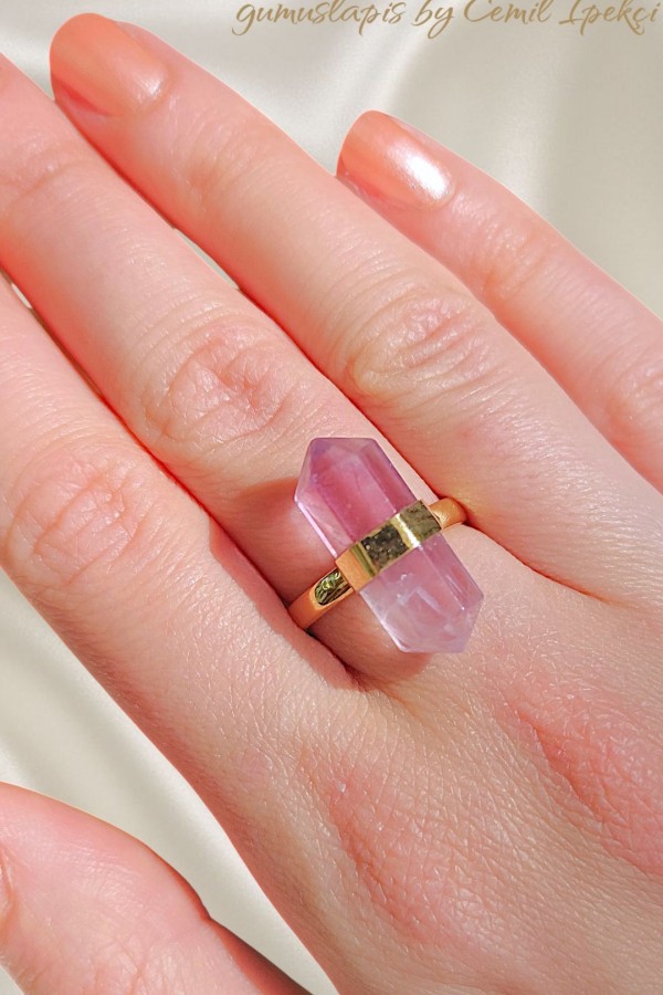 Kütle Ametist Taşlı Gümüş Yüzük 