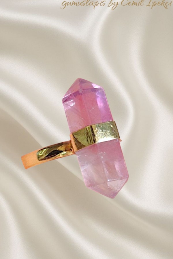 Kütle Ametist Taşlı Gümüş Yüzük 