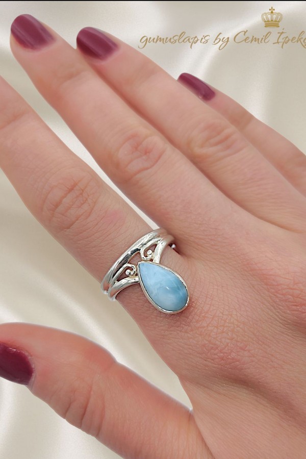 Larimar Taşlı Gümüş Yüzük