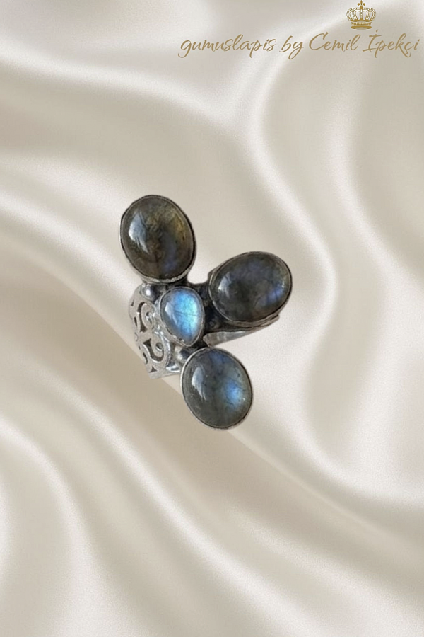 Akik, Ametist ve Labradorit Taşlı Gümüş Yüzük Serisi 