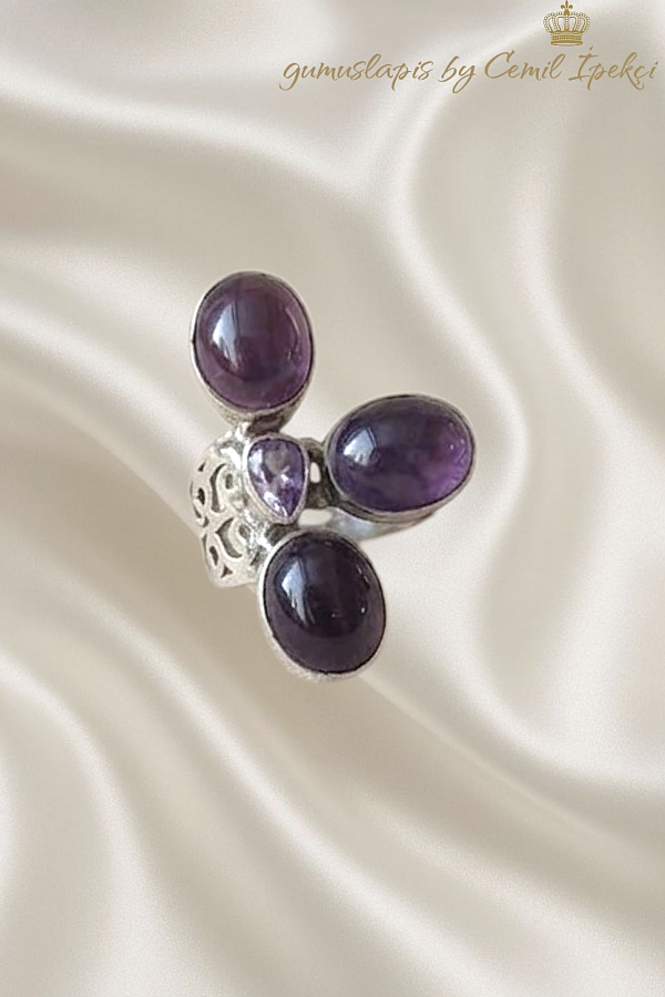 Akik, Ametist ve Labradorit Taşlı Gümüş Yüzük Serisi 