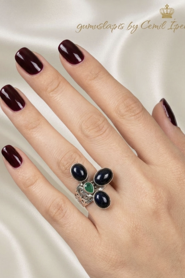 Akik, Ametist ve Labradorit Taşlı Gümüş Yüzük Serisi 