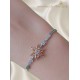 Lab Topaz Taşlı Çiçek Motif Gümüş Bileklik 