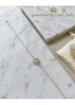 Lotus Motif Taşsız Gümüş Mini Bileklik 