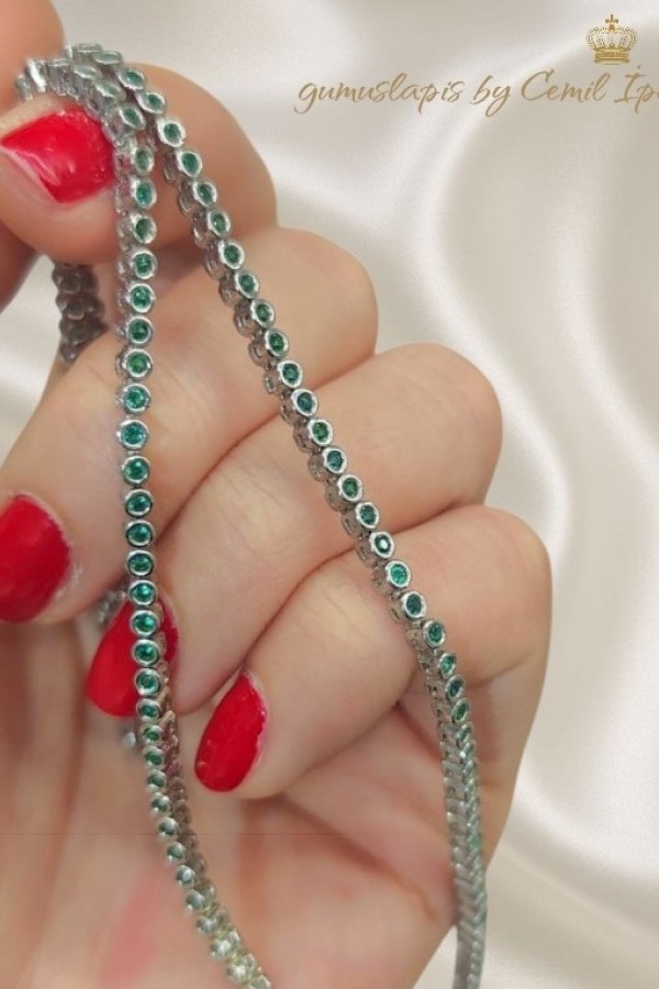 Peridot Taşlı Suyolu Gümüş Bileklik