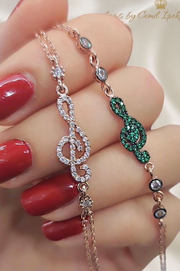 Nota Motif Gümüş Bileklik Serisi 