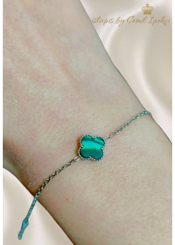 Malahit Taşlı Gümüş Mini Bileklik 