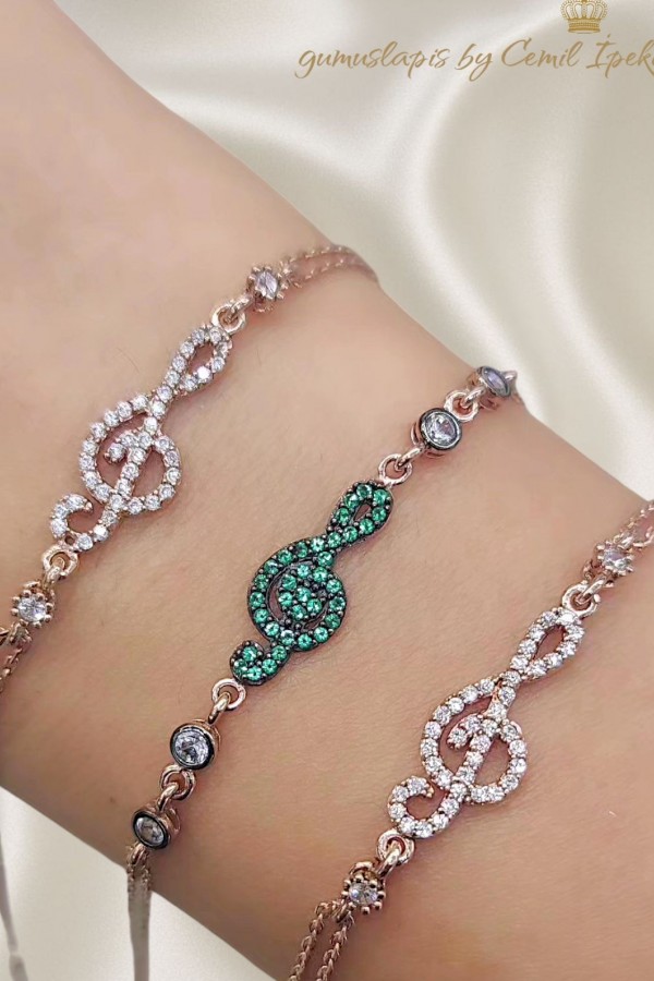 Nota Motif Gümüş Bileklik Serisi 