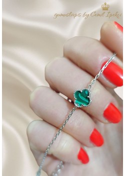 Malahit Taşlı Gümüş Mini Bileklik 