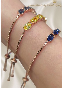 Safir ve Onix Taşlı Asansörlü Gümüş Bileklik Serisi