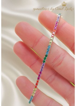 Renkli Taşlarla Süslü Gümüş Suyolu Bileklik 