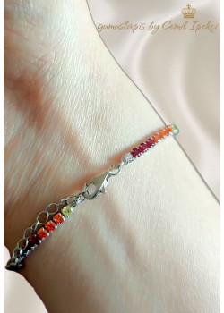 Renkli Taşlarla Süslü Gümüş Suyolu Bileklik 