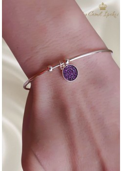 Yakut Taşlı Yuvarlak Motif Gümüş Bilezik 