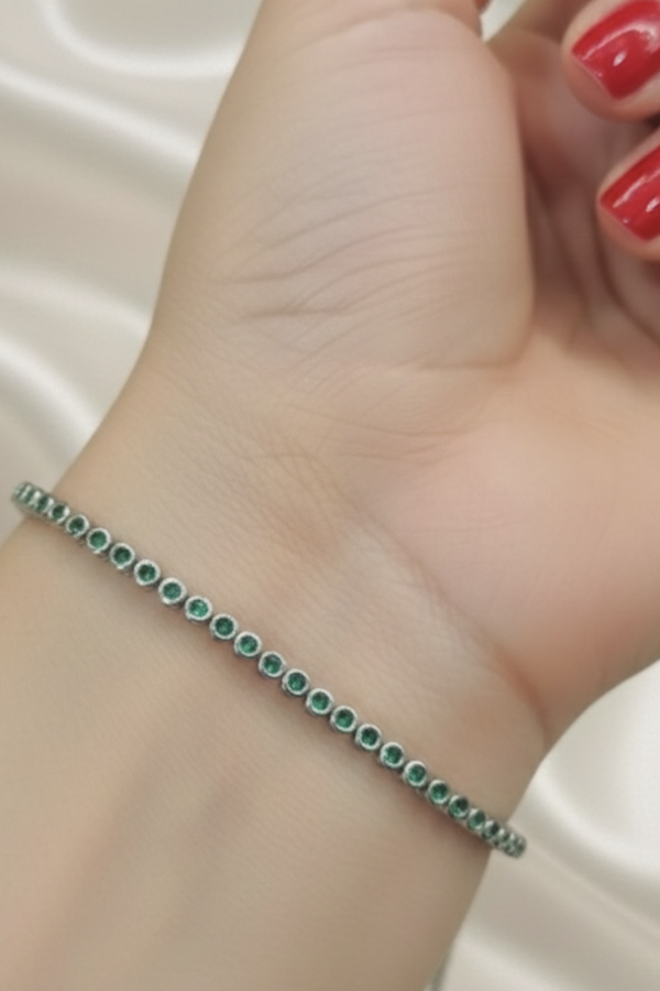 Peridot Taşlı Suyolu Gümüş Bileklik